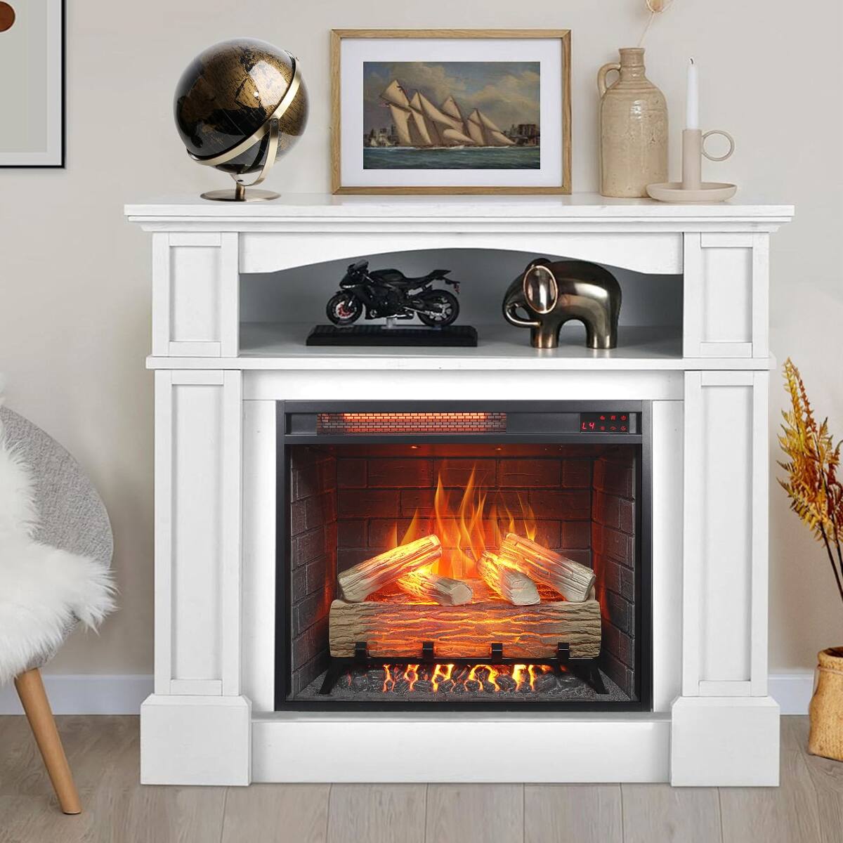 Alt View 9. Loheer - Loheer 23 inch electric fireplace insert Infrared Heating 1500W - Antique Black.