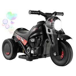 Gymax - 6V Kids Bubble Car Electric Ride on Motorcycle w/ Music Button & LED Headlight - Black