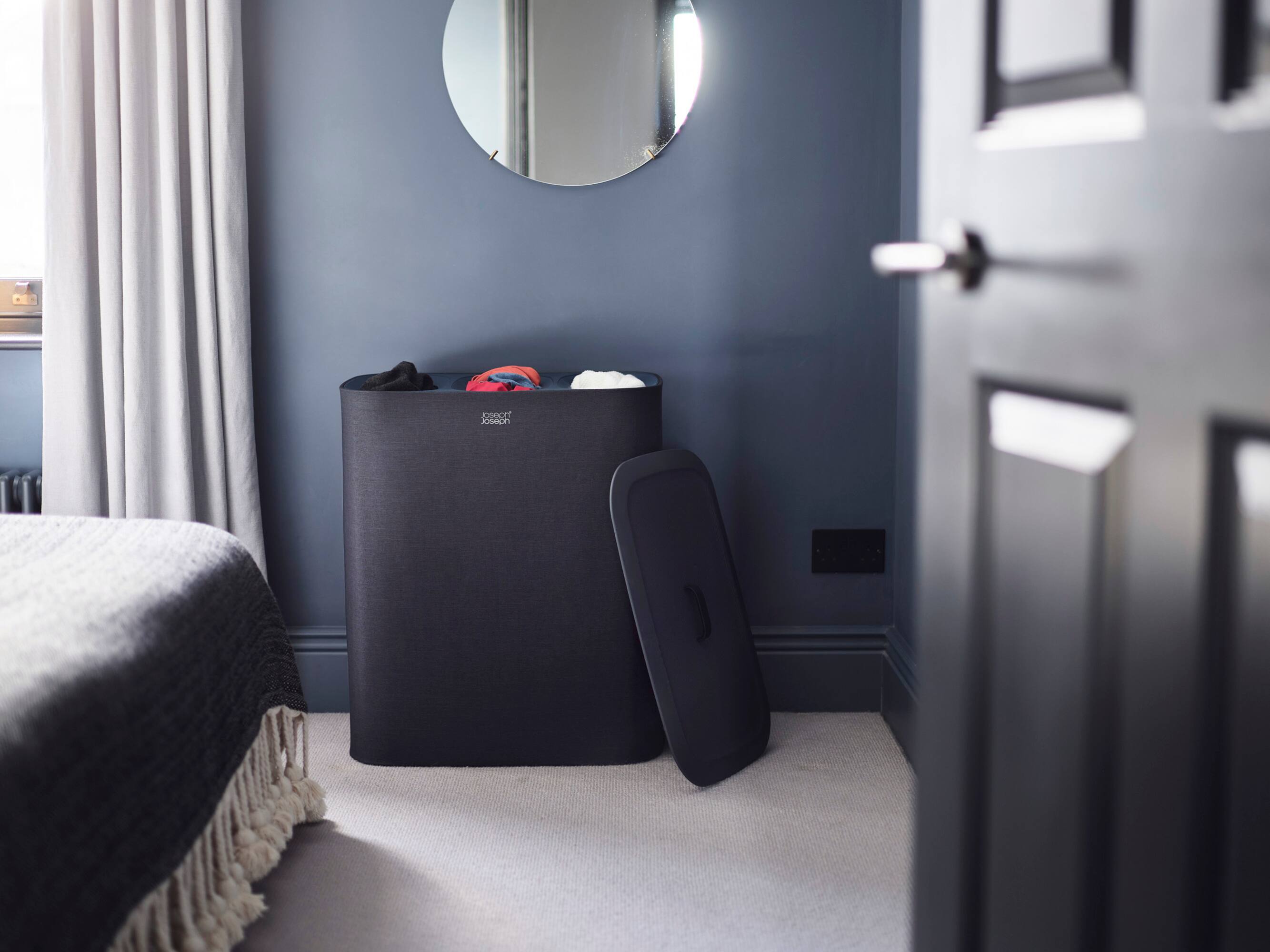 Alt View 1. Joseph Joseph - Tota Trio 90-liter Laundry Separation Hamper - Black.