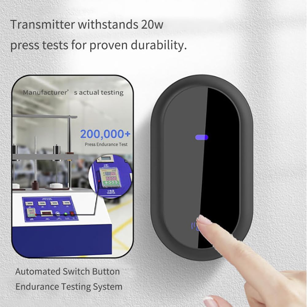 Transmitter withstands 20w press tests for proven durability.

Manufacturer's actual testing: 200,000+ Press Endurance Test

Automated Switch Button Endurance Testing System
