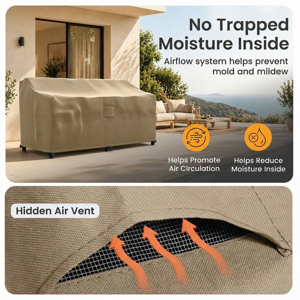 No Trapped Moisture Inside  
Airflow system helps prevent mold and mildew  

Helps Promote Air Circulation  
Helps Reduce Moisture Inside  

Hidden Air Vent