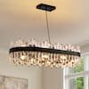 Front. Siljoy - 35.5in Black Oval K9 Crystal Empire Chandelier 16-Light Dimmable E12 Adjustable Height For Dining Kitchen Island - Black.