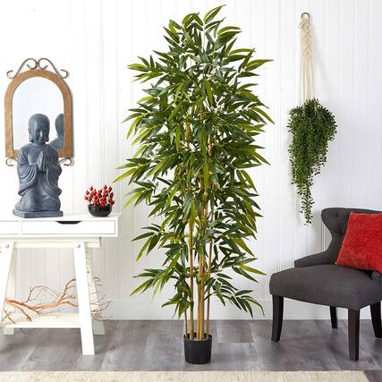 Front. BreeBe - 64" Bamboo Tree x 7 w/1040 Lvs - Green.