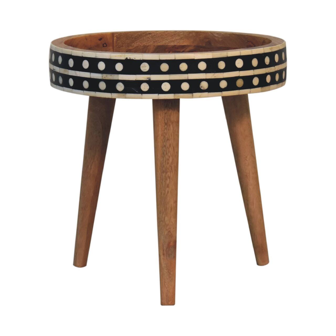 Angle. Artisan Furniture - Artisan Furniture Solid Wood Mini Pattern Nordic End Table, Brown - Brown.