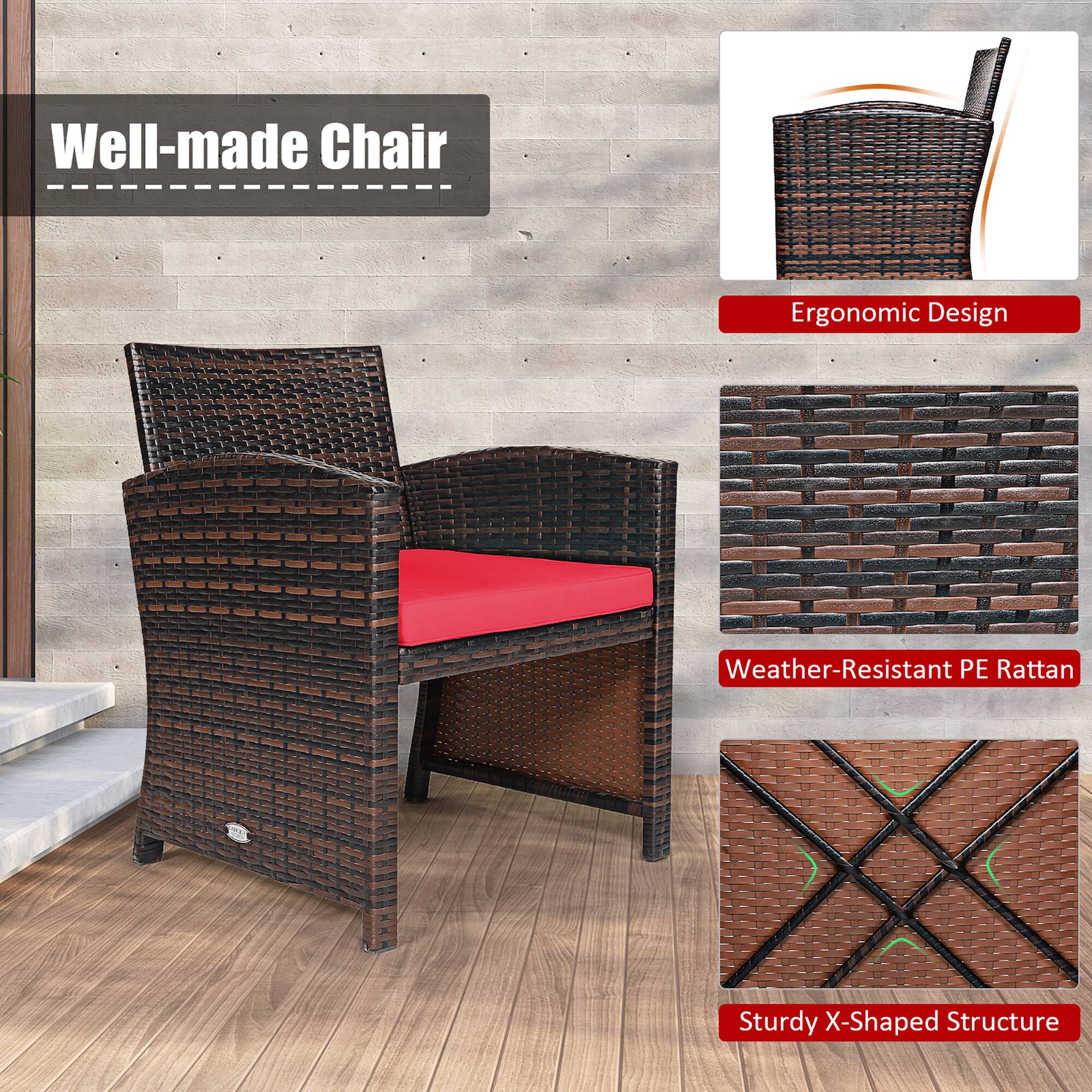 Well-made Chair Ergonomic Design Weather-Resistant PE Rattan Sturdy X-Shaped Structure