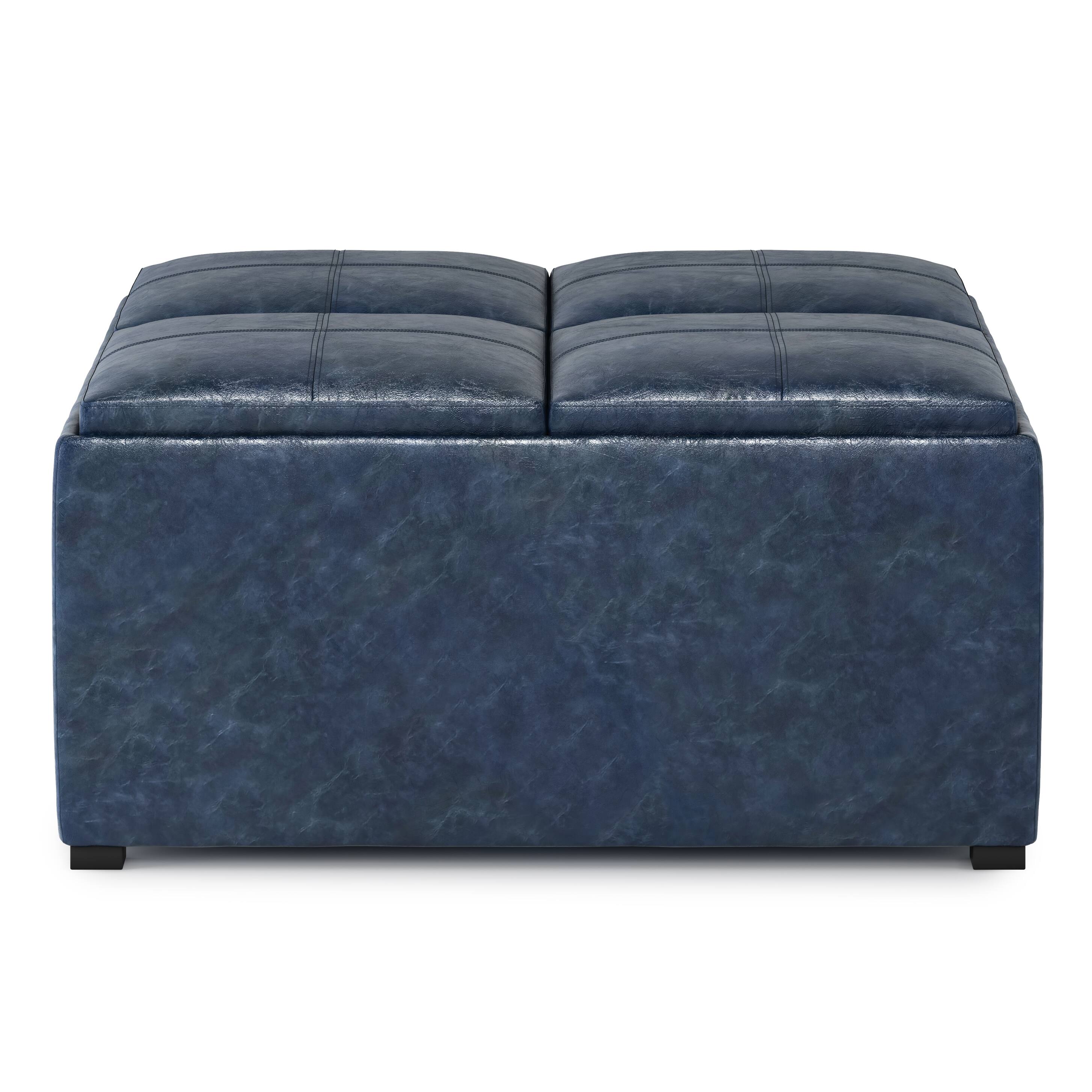 Alt View 11. Simpli Home - Avalon Square Coffee Table Storage Ottoman - Denim Blue.