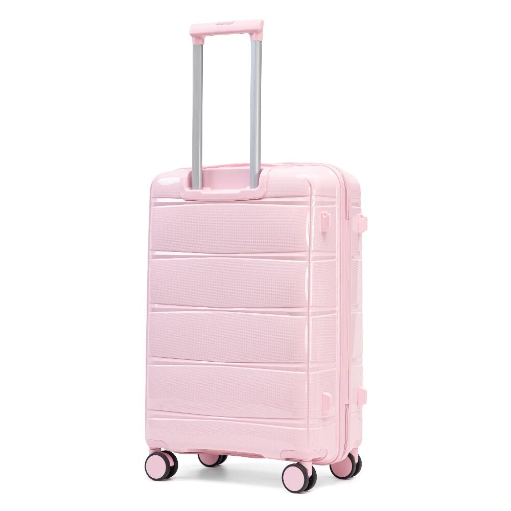 Left. Ropilly - Ropilly 3 Piece Luggage Set Pink Hard Shell Suitcase Set with Spinner Wheels - Pink.