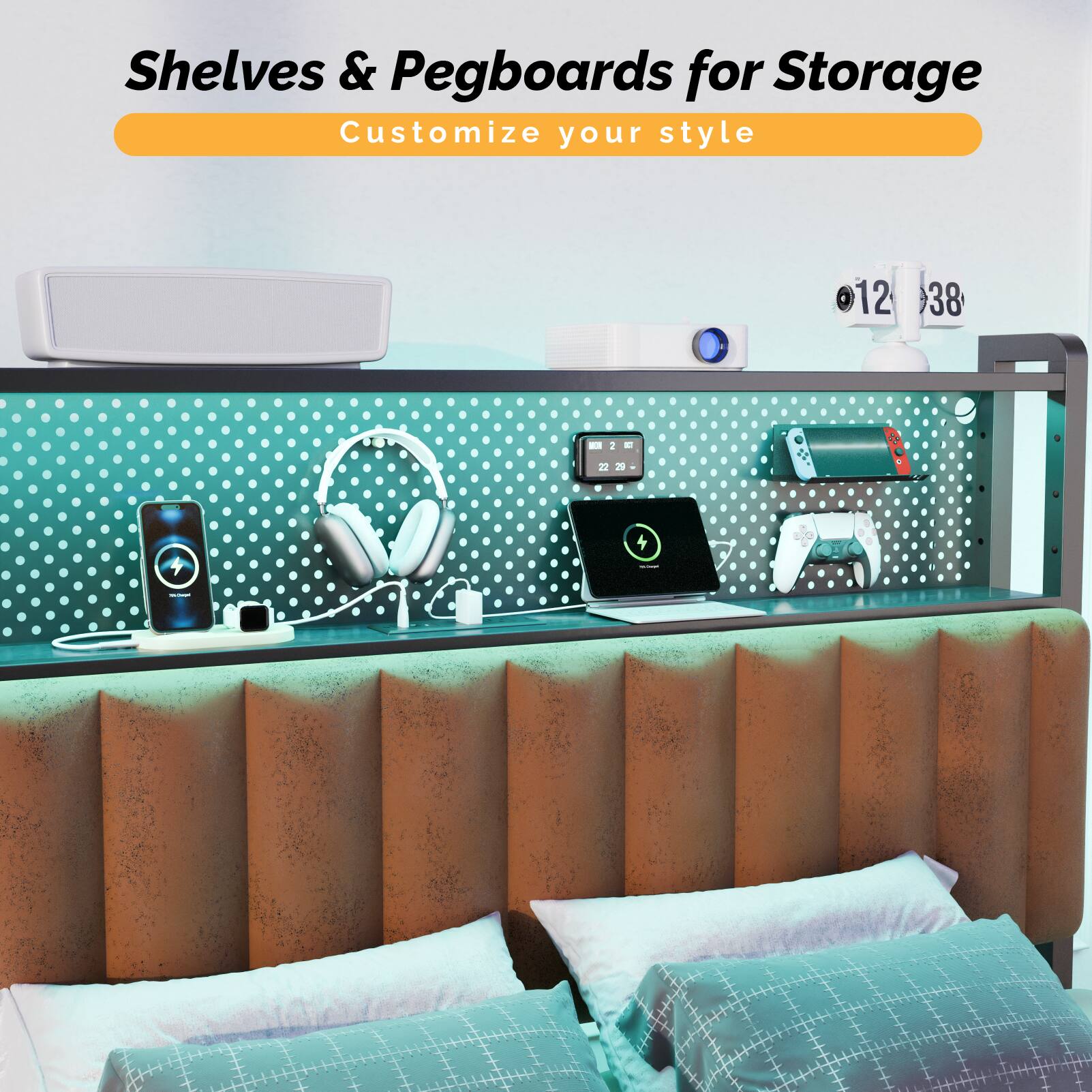 Shelves & Pegboards for Storage  
Customize your style