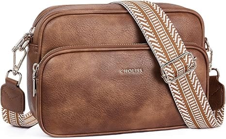 Vulpecula Spade - Small Purses for Women, Travel Purses Anti Theft Crossbody Bags for Women, Vegan Leather Adjustable Wide Guitar Strap - Brown