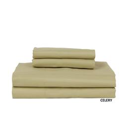 Castle Hill London - 600 Thread Count Sateen Stripe Sheet Set - Queen - Celery