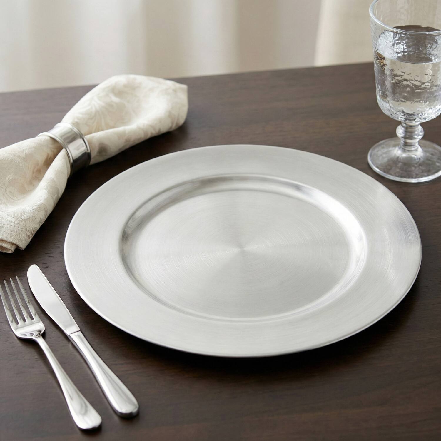 Left. American Atelier - Wellston Silver Set of 4 Charger Plate - Silver.