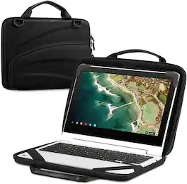 Fintie - 11-11.6 Inch Chromebook Sleeve Case, Protective Briefcase Shoulder Bag, Laptop Case with Accessory Pouch - Black