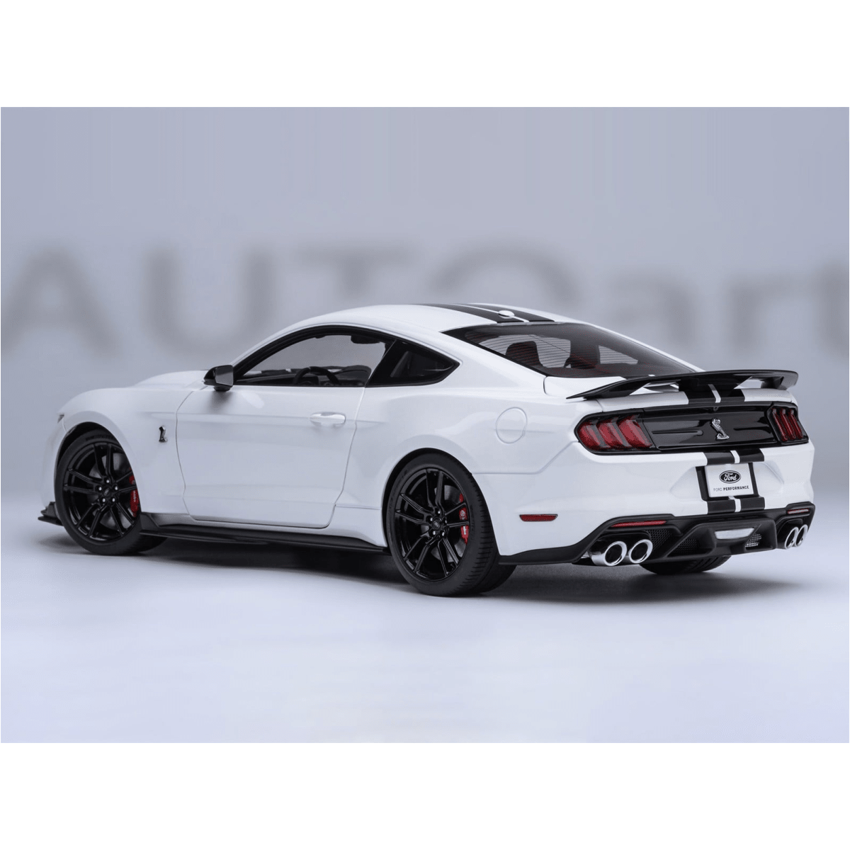 Alt View 9. Autoart - Ford Mustang Shelby GT500 Oxford White with Black Stripes 1/18 Model Car by Autoart.