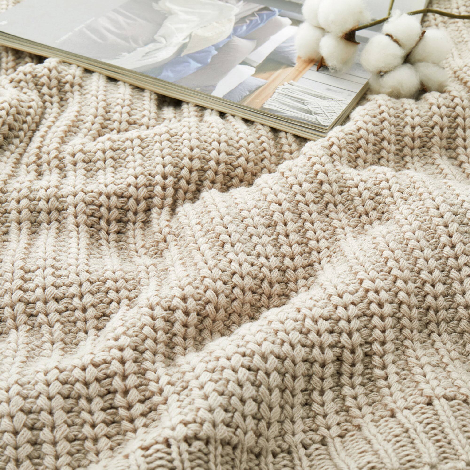 Back. Peace Nest - Peace Nest 50"x60" Chunky Knit Throw Blanket Warm Comfort Woven Blanket, Khaki - Khaki.