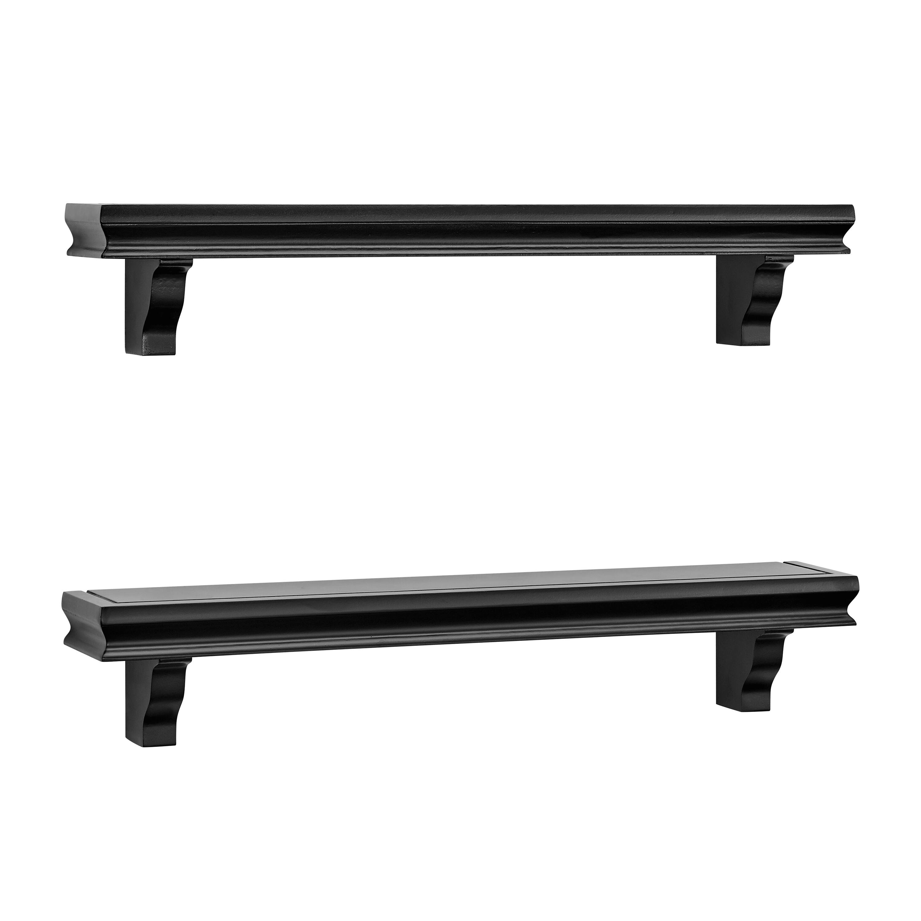 Alt View 4. Danya B - 24" Wall Display Ledge Shelves – (Set of 2) - Black - Black.