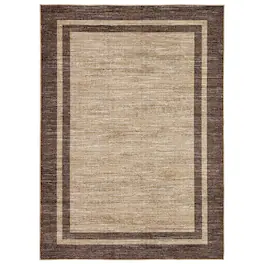 GARVEE - Modern Geometric Frame Rug Machine Washable Non Slip Foldable Minimalist Rug for Living Room Bedroom Laundry - Brown
