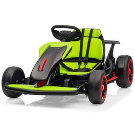 GAOMON - 24V Kids Go Kart, 8.1 Mph Powerful Drift Kart with Dual 150w Motors, High Speed Electric Outdoor Ride on Toy with Music - Green