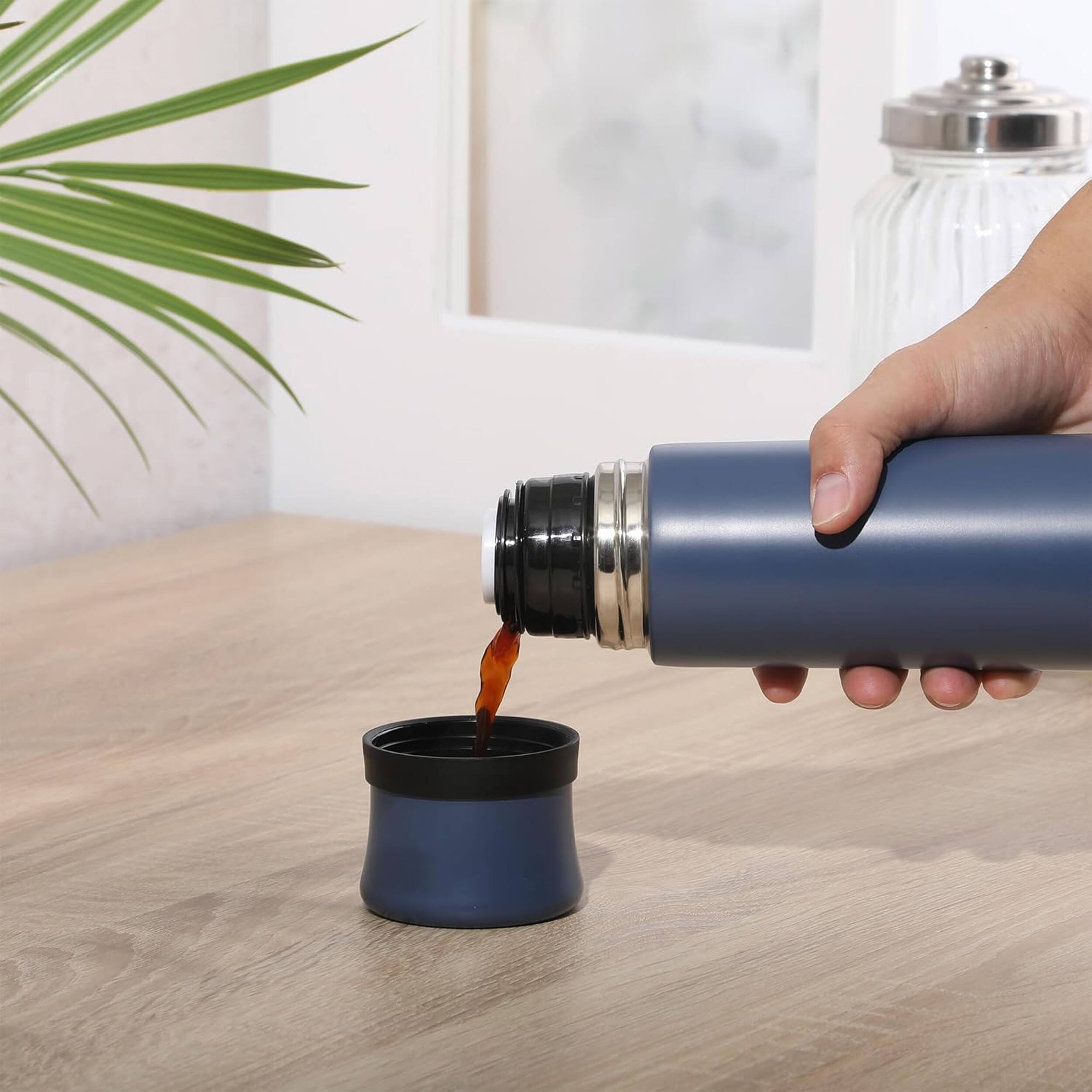 Alt View 1. Mr. Coffee - Mr. Coffee Silverleaf 23 oz Stainless Steel Double Wall Vacuum Insulated Travel Mug in Blue - Blue.