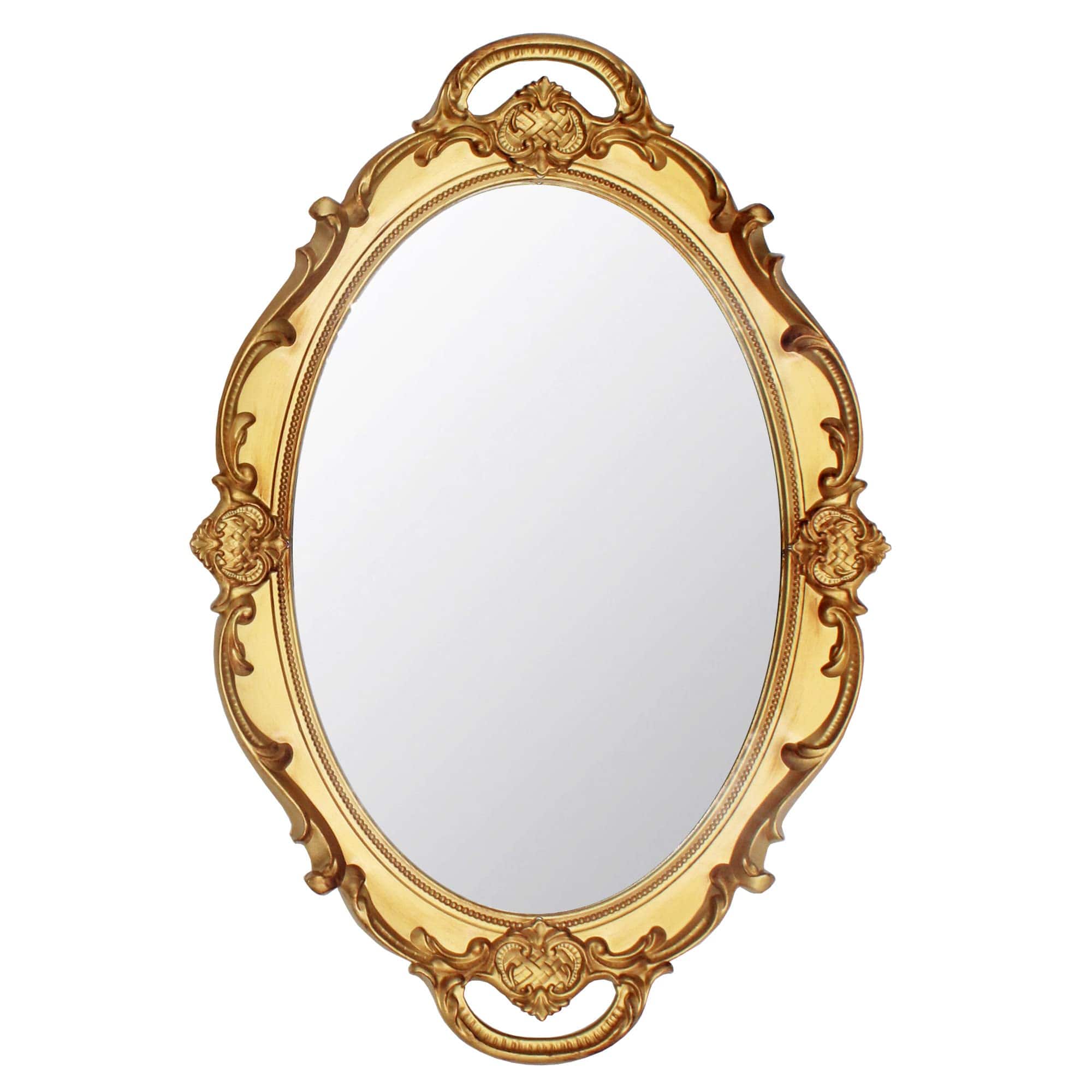Dapper Styles - 14 Inchs Oval Antique Decorative Wall Mirror Vintage Hanging - Gold
