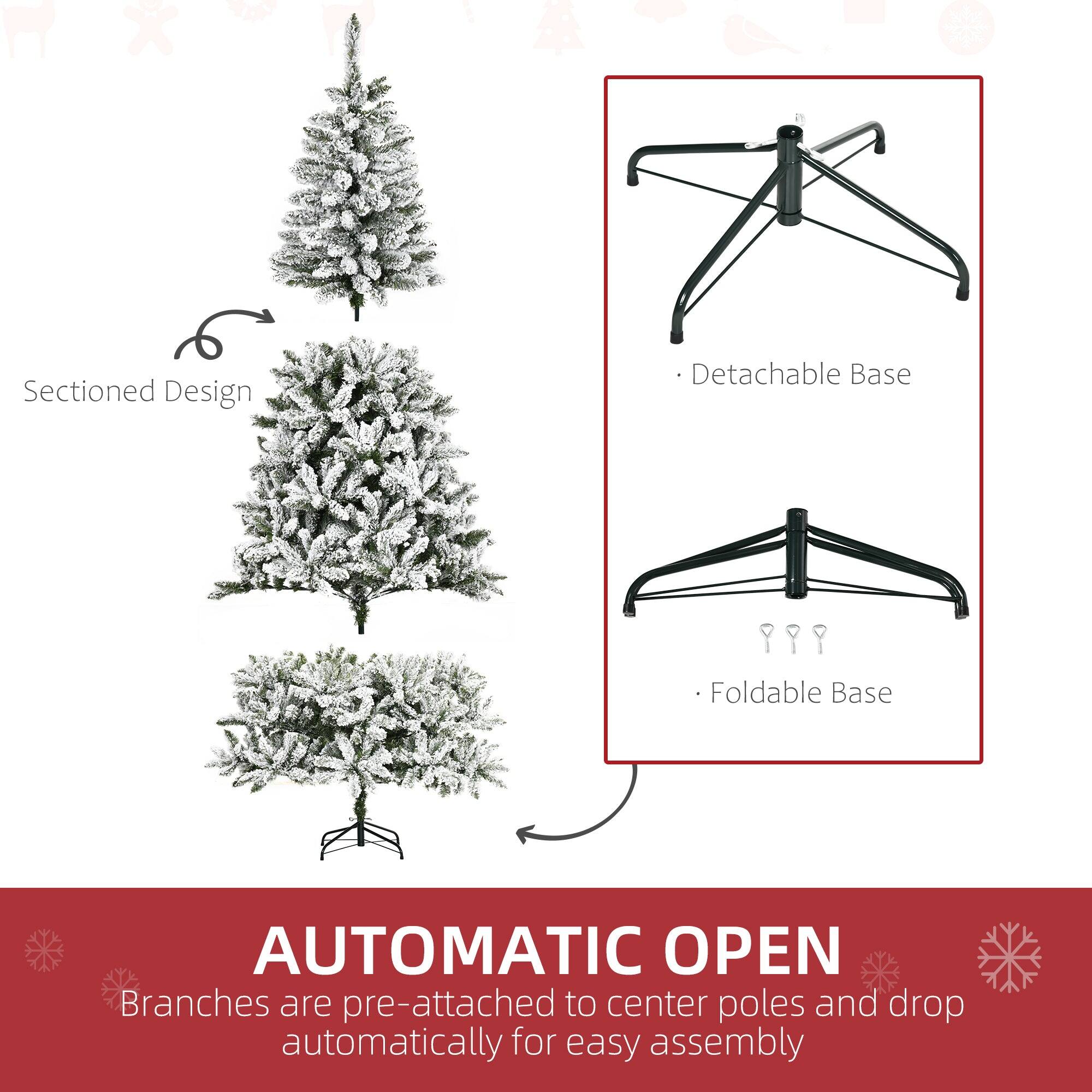 - Sectioned Design
- Detachable Base
- Foldable Base

AUTOMATIC OPEN  
Branches are pre-attached to center poles and drop automatically for easy assembly