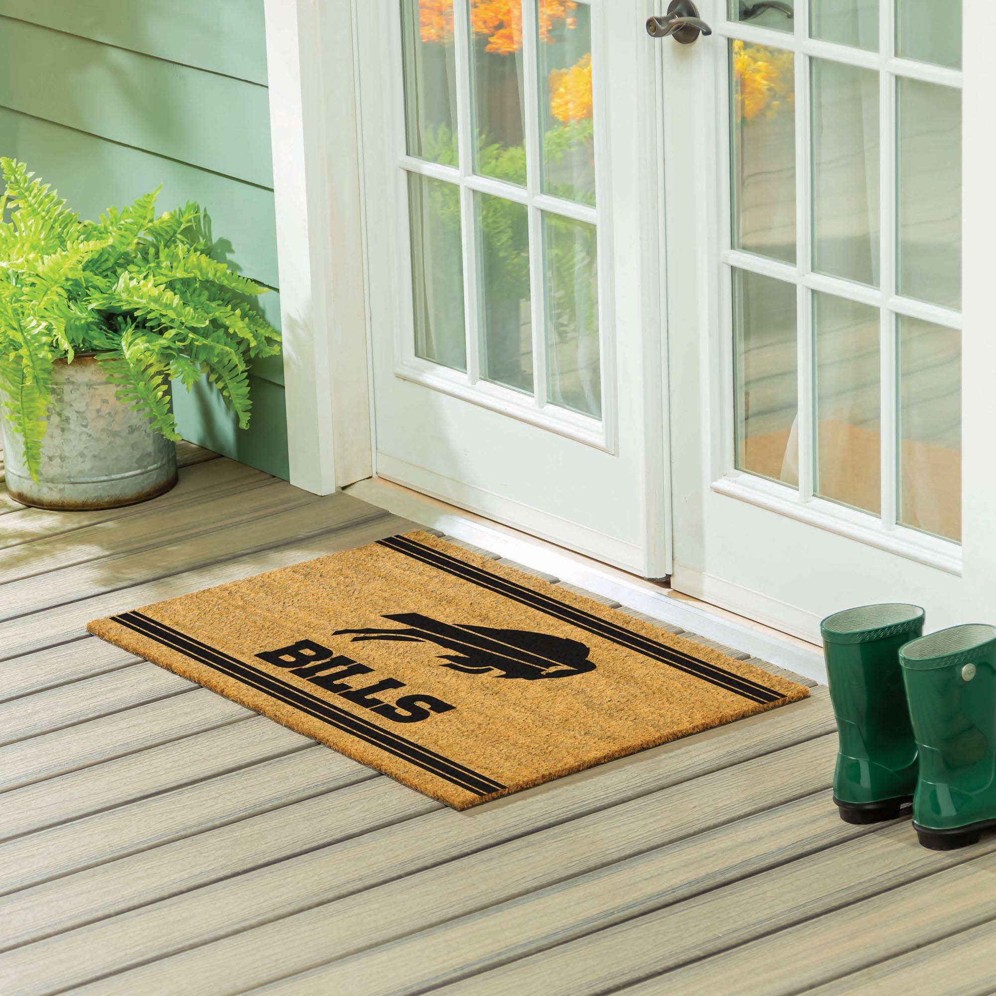 Alt View 1. Evergreen Enterprises - Buffalo Bills 24" x 36" Outdoor Monochrome Team Logo Coir Mat - Brown.
