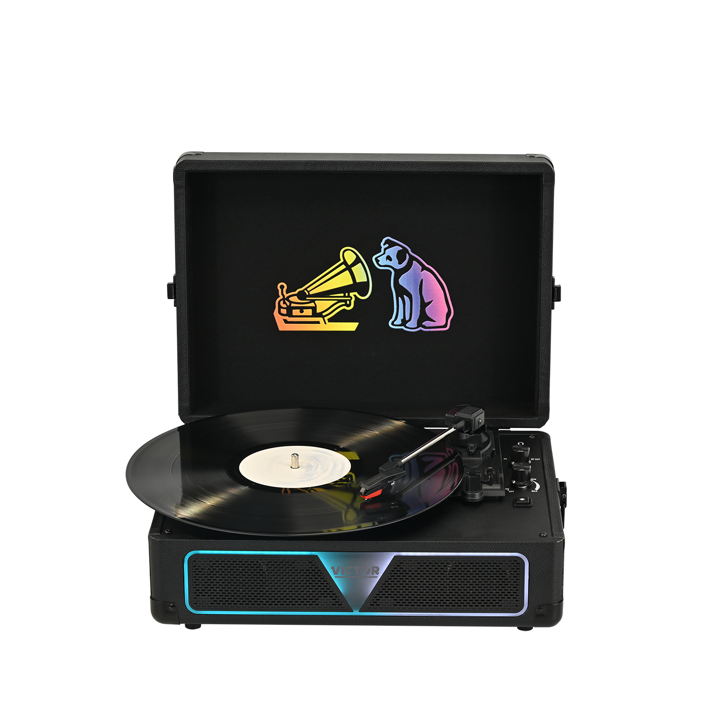 Front. Victor - Metro Vibe Turntable with AudioStream and RGB Lighting.