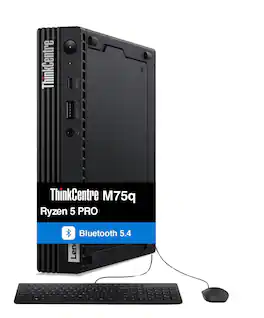 Lenovo - Refurbished Excellent - Upgraded - ThinkCentre M75q Mini Desktop (Ryzen 5 PRO 5650GE, 16GB, 512GB SSD, AMD Radeon, WiFi 6, Win 11 Pro) - Black