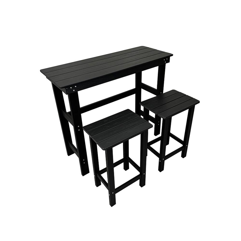Alt View 7. Fortune Candy - HDPE Patio Bar Set, Outdoor Bar Stools with Table, Weather Resistant, for Poolside, Garden, Yard, Balcony (3 Piece) - Black.