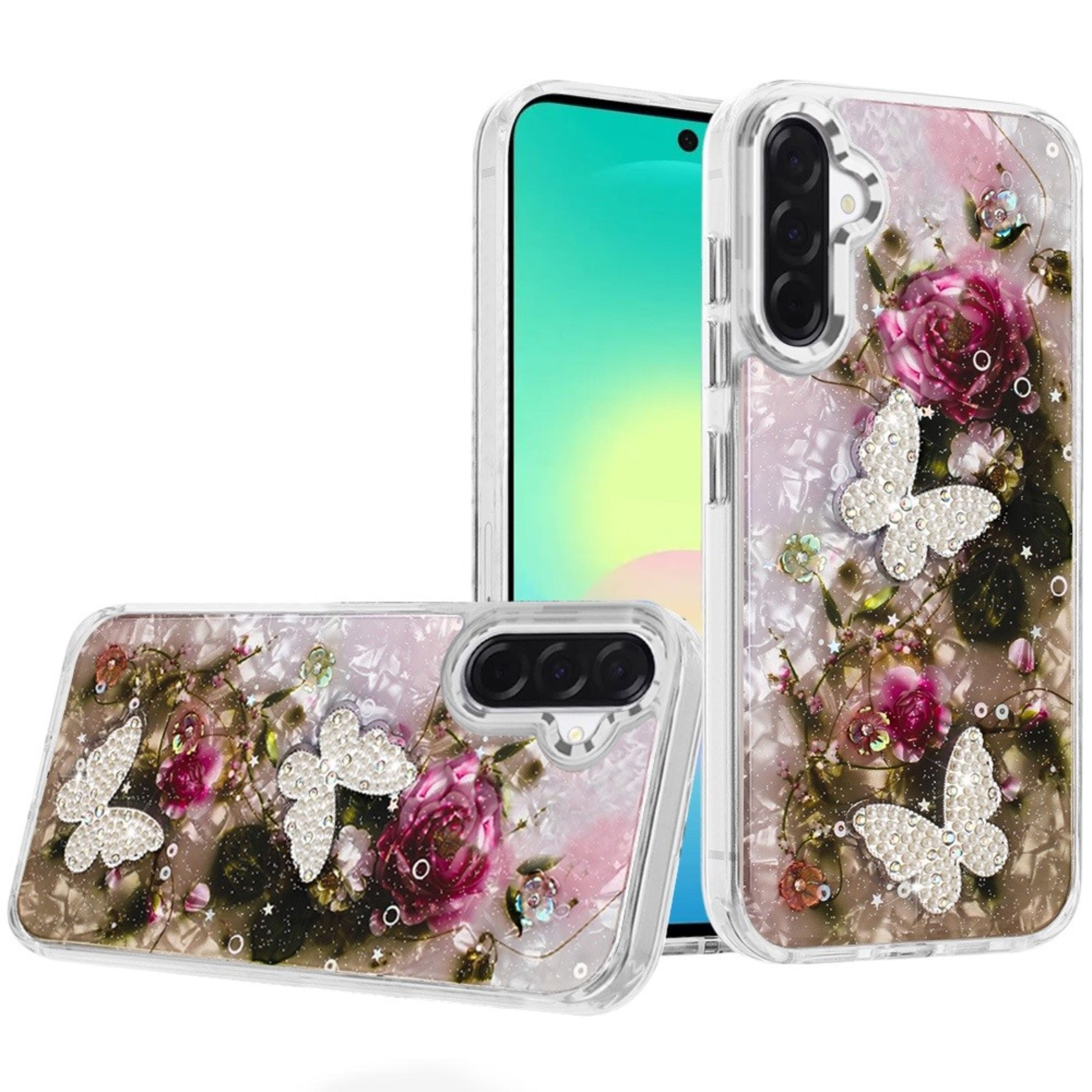 Kitcheniva - Epoxy Glitter With 3D Beaded Butterflies Plus Tempered Glass For Samsung A27 5G 3 - Multicolor price history on PriceWatchPro