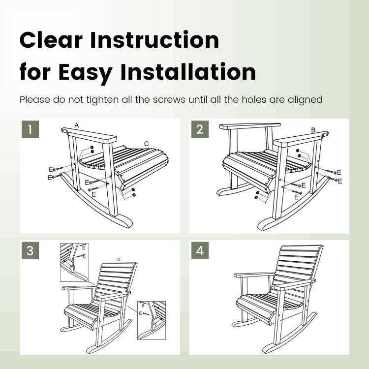 Clear Instruction for Easy Installation  
Please do not tighten all the screws until all the holes are aligned  

1. A  
2. B  
3. C  
4. D