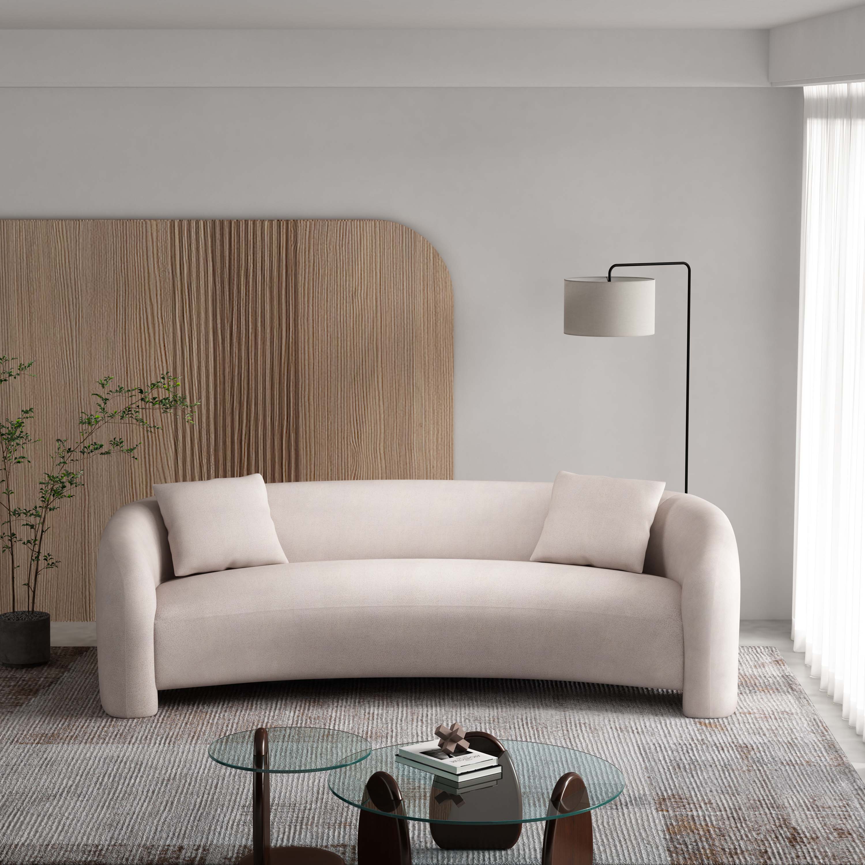 Angle. Manhattan Comfort - Sylvia Modern Glam 104" Tweed Loveseat - Ivory.