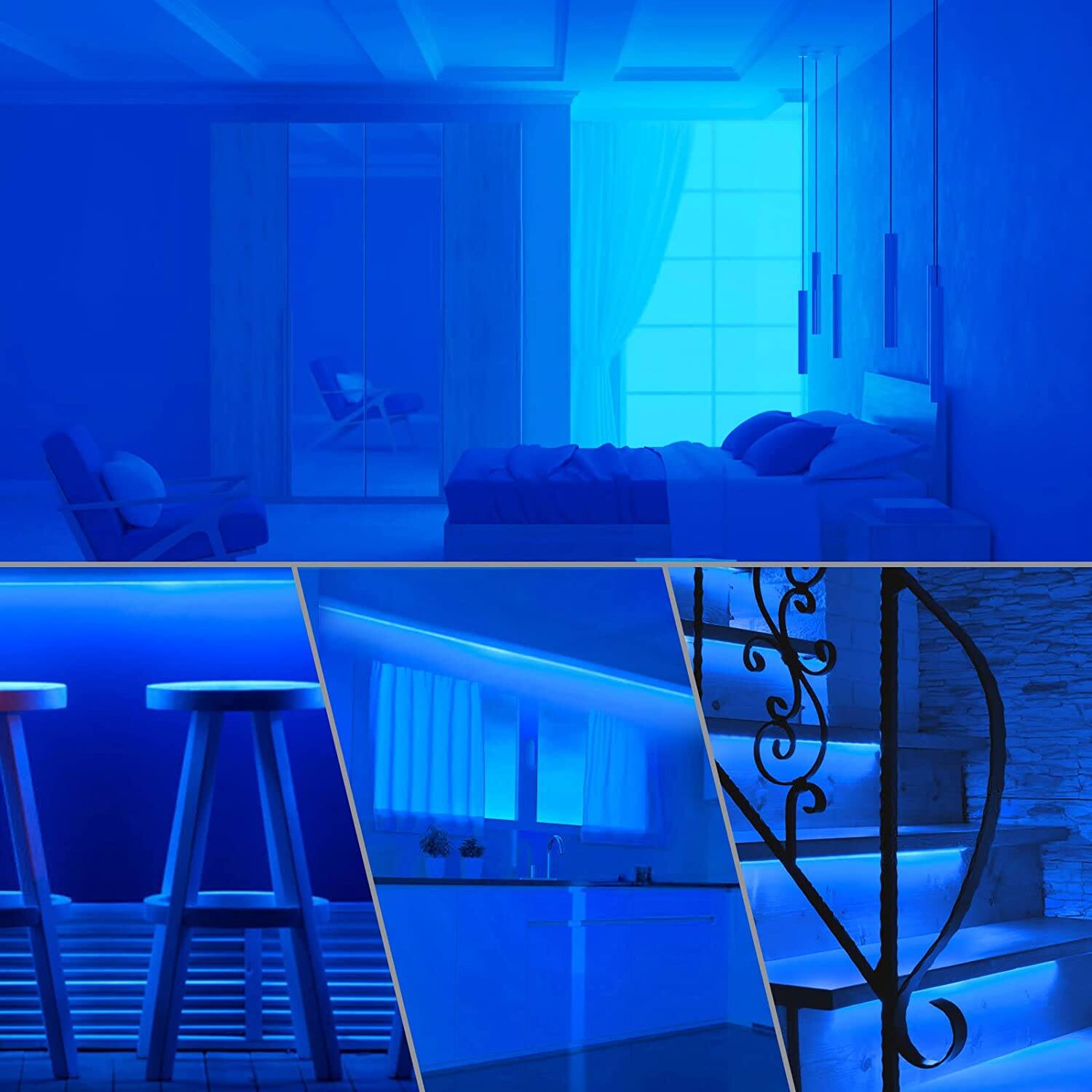 Alt View 3. Oumilen - 2-Pack Solar Blue LED Rope Lights with Adjustable Solar Panel, PVC Tube Cover & Easy Installation.