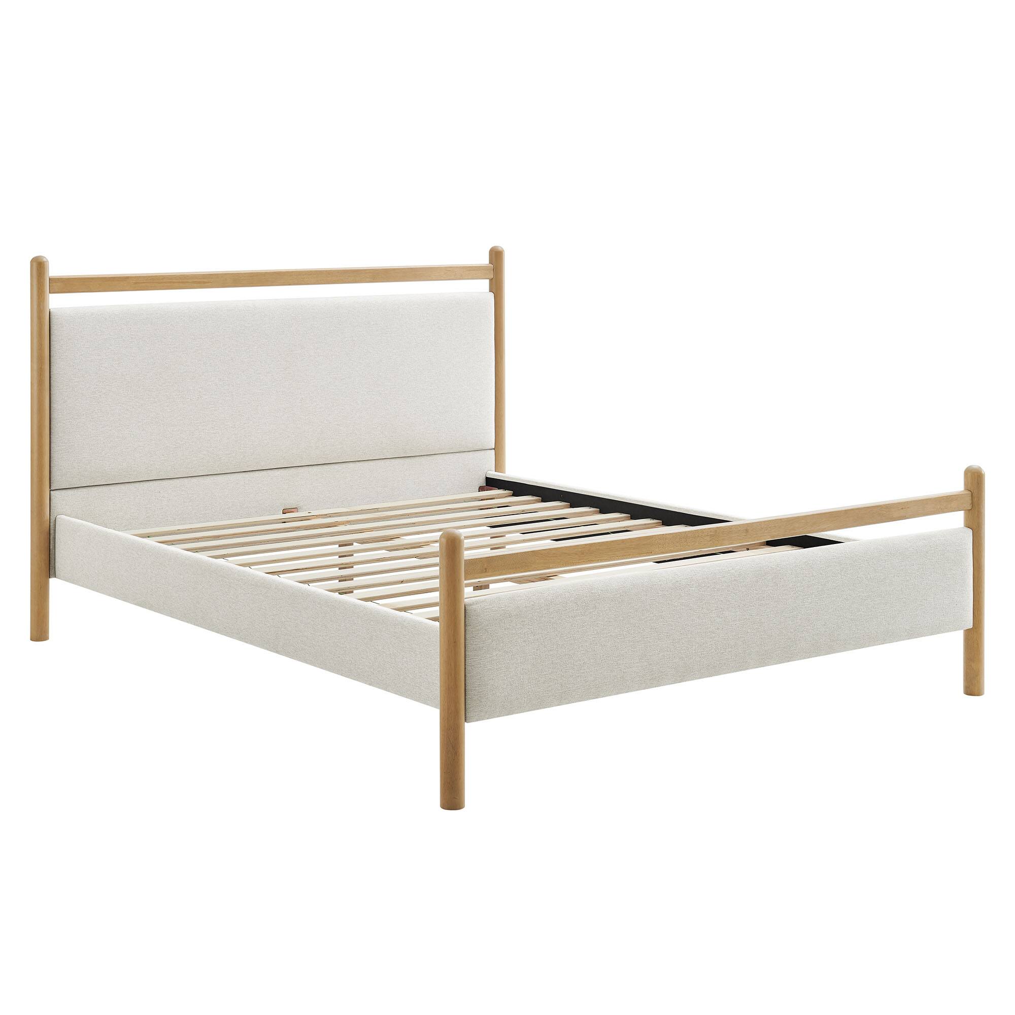 Angle. Modway - Ginny Platform Bed Frame by Modway - Light Oak Heathered Ivory.
