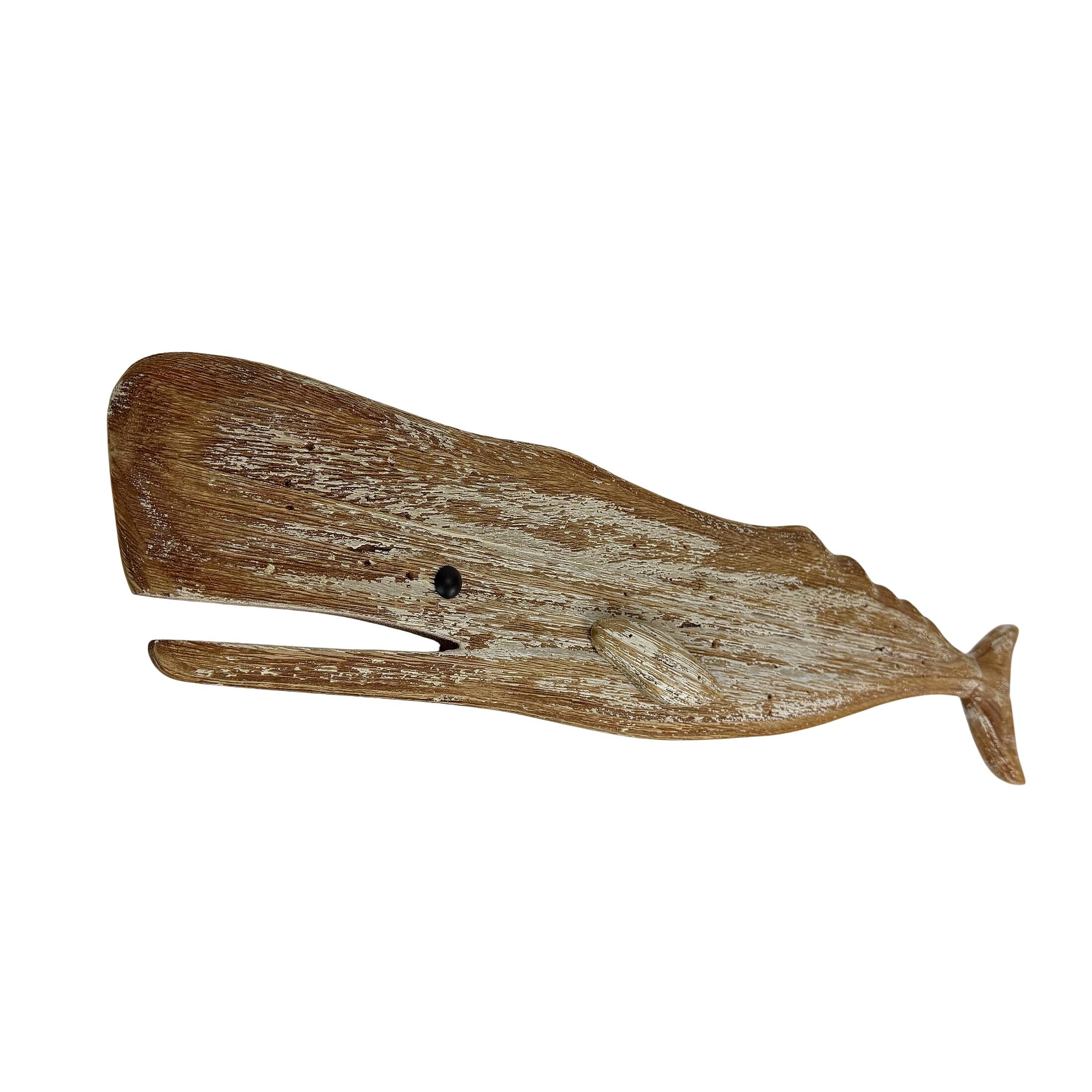 Alt View 1. Things2Die4 - Wood Whale Wall Sculpture Coastal Whitewashed 29in Hanging Decor Art - Natural.