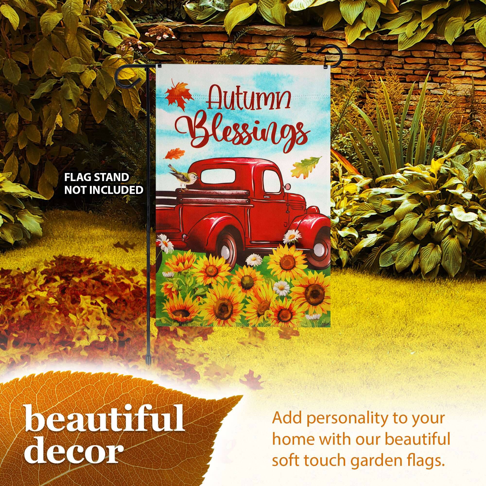 Autumn Blessings FLAG STAND NOT INCLUDED

beautiful decor

Add personality to your home with our beautiful soft touch garden flags.