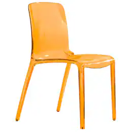 LeisureMod - Murray Modern Stackable Acrylic Accent Dining Chair with Transparent Seat for Dining Room, Kitchen & Office - Transparent Orange