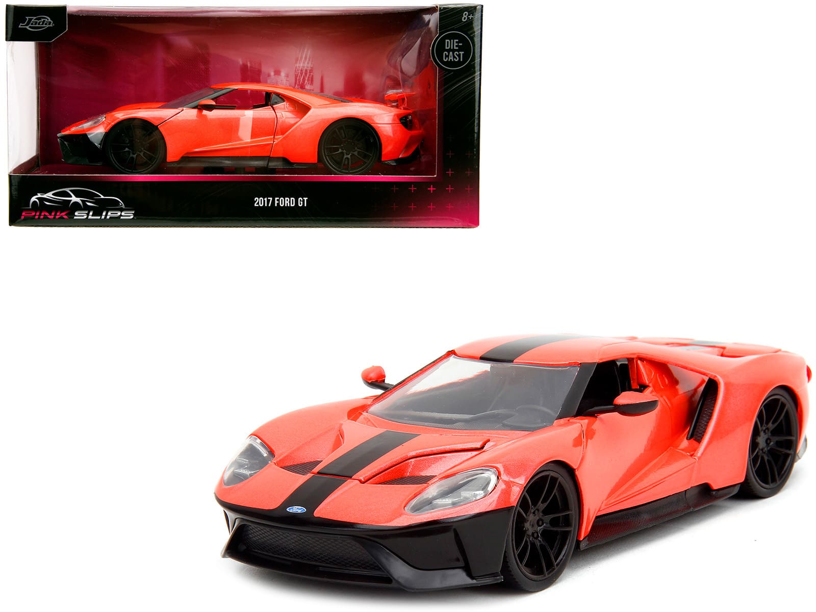 "2017 Ford GT Light Red Metallic with Black Stripe ""Pink Slips"" Series 1/24 Diecast Model Car by Jada" price history on PriceWatchPro