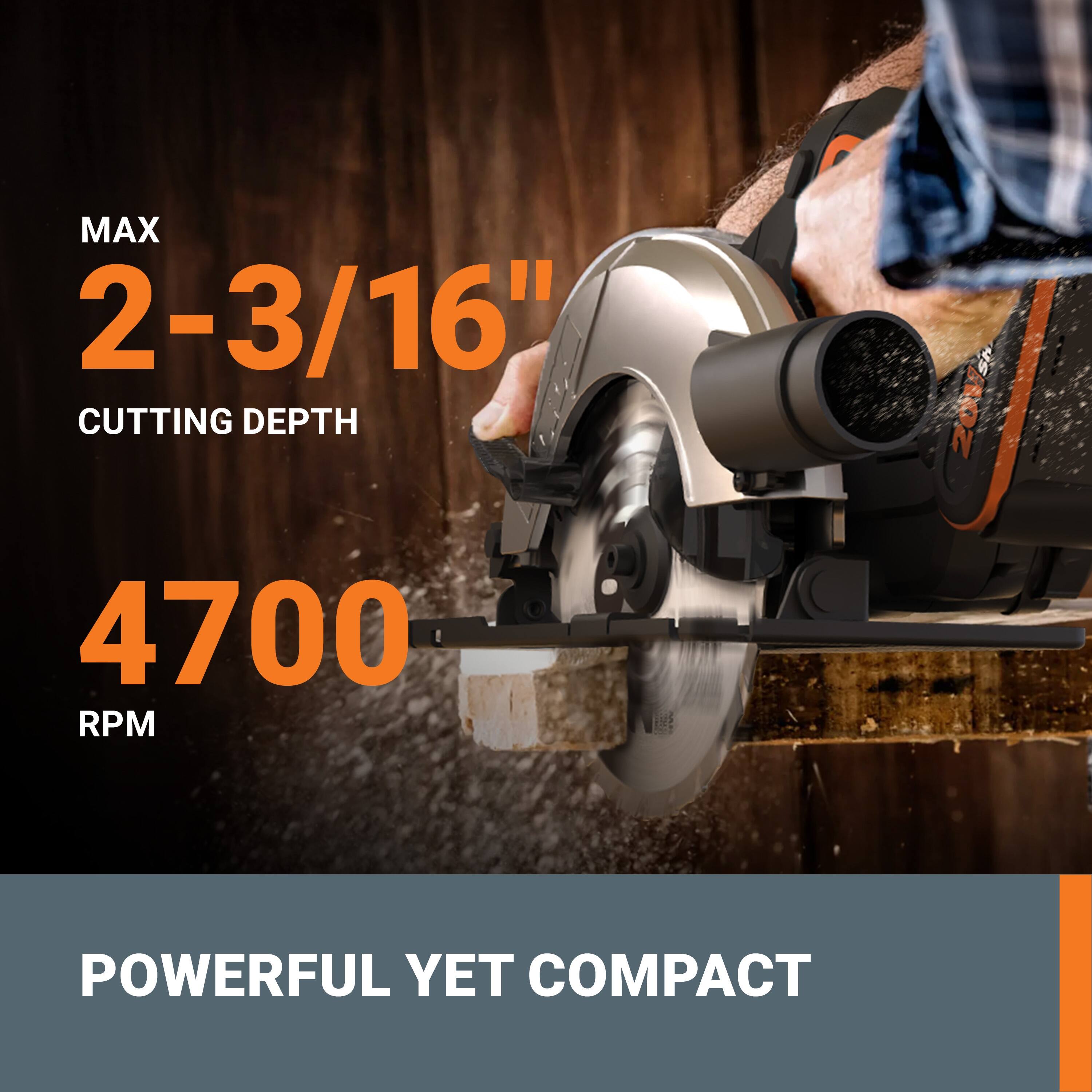 MAX 2-3/16" CUTTING DEPTH  
4700 RPM  
POWERFUL YET COMPACT