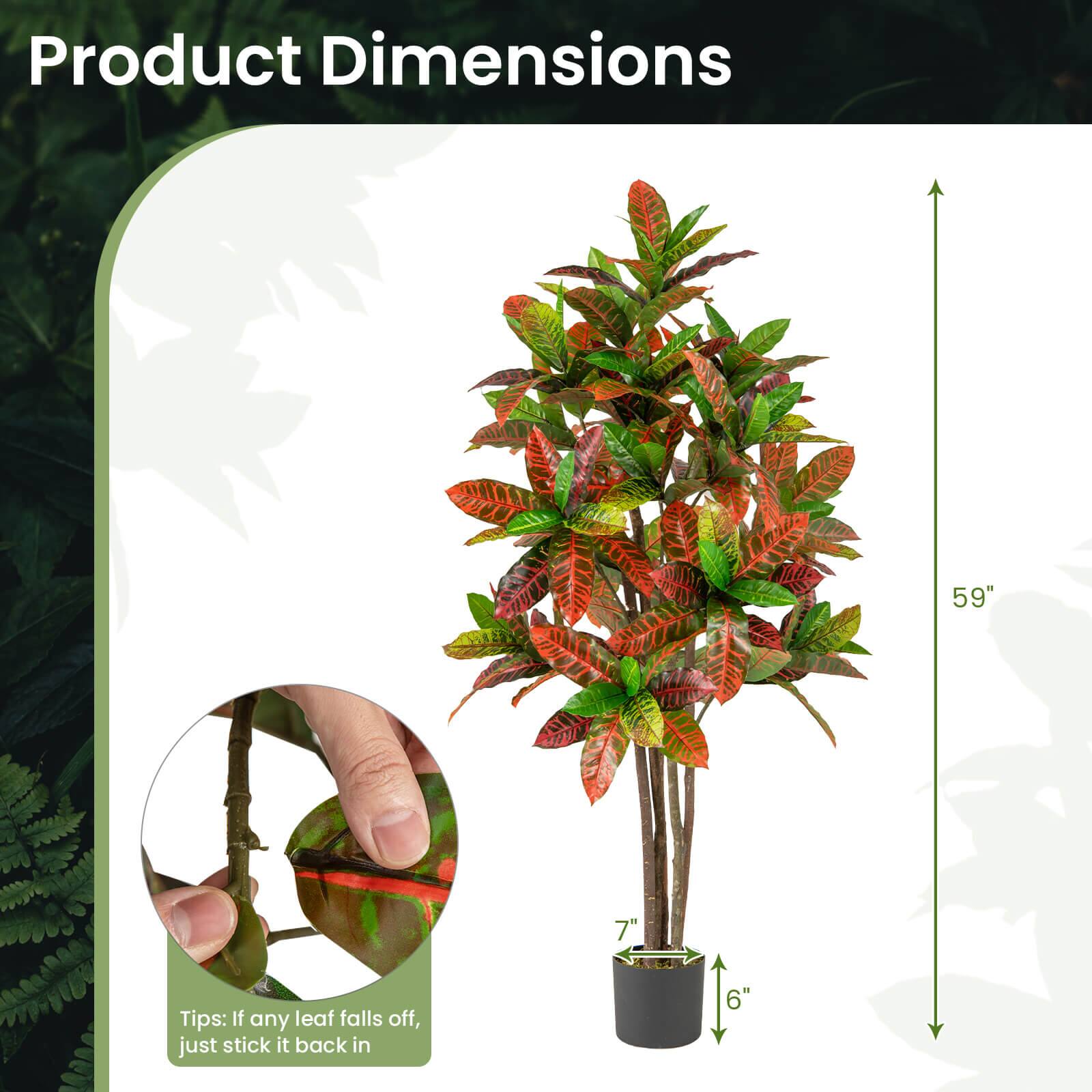 Product Dimensions  
59" x 7" x 6"  

Tips: If any leaf falls off, just stick it back in