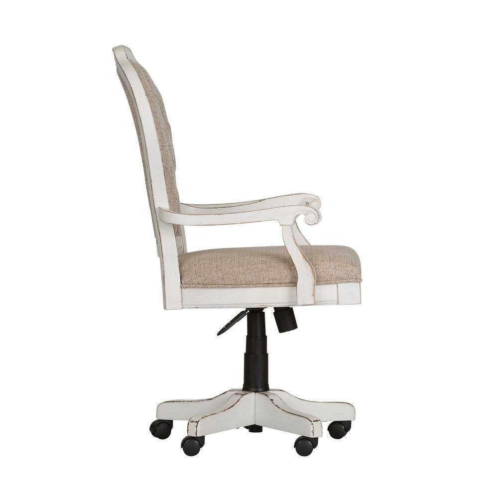 Front. Liberty Furniture Industries - Magnolia Manor Jr Executive Desk Chair in Antique White - White.