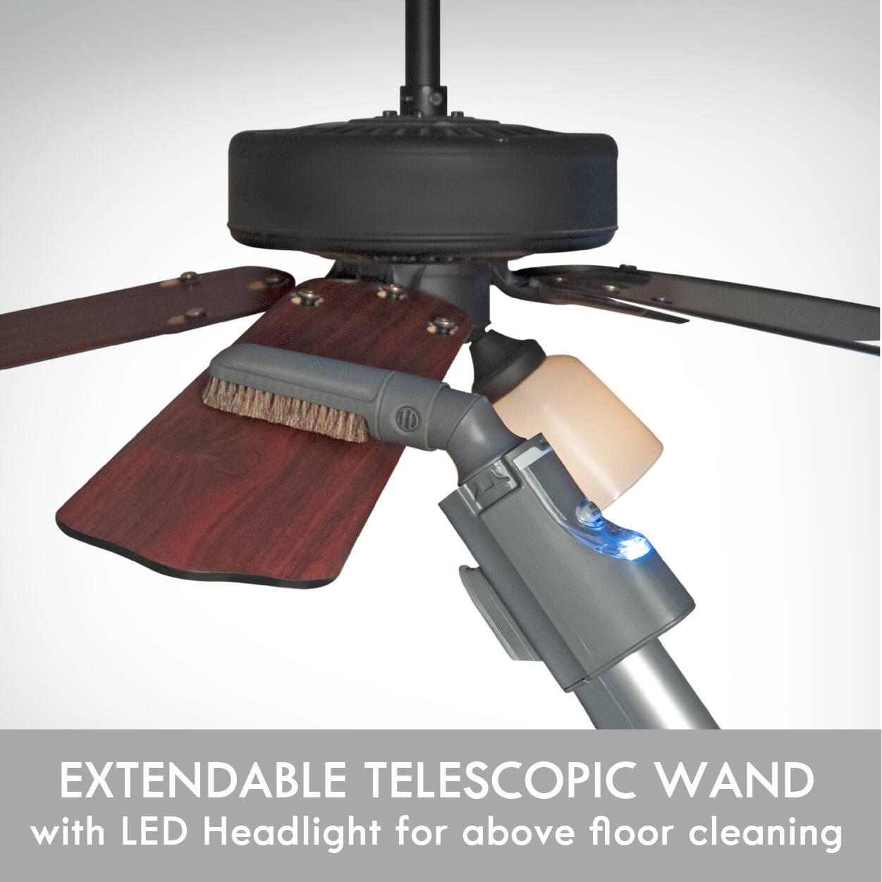 EXTENDABLE TELESCOPIC WAND with LED Headlight for above floor cleaning
