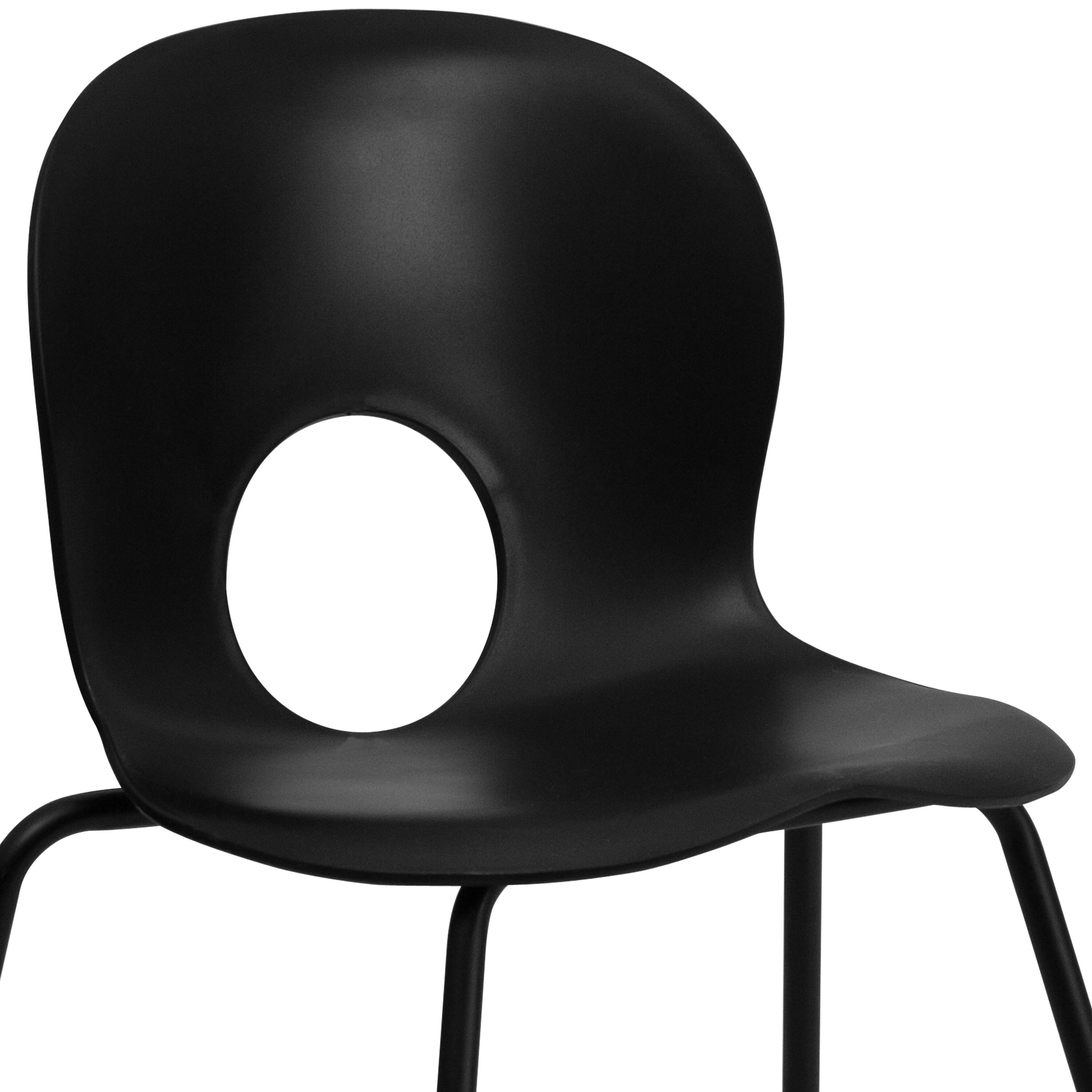 Alt View 8. Emma + Oliver - Multipurpose Designer Plastic Cafe Stack Chair - Black.