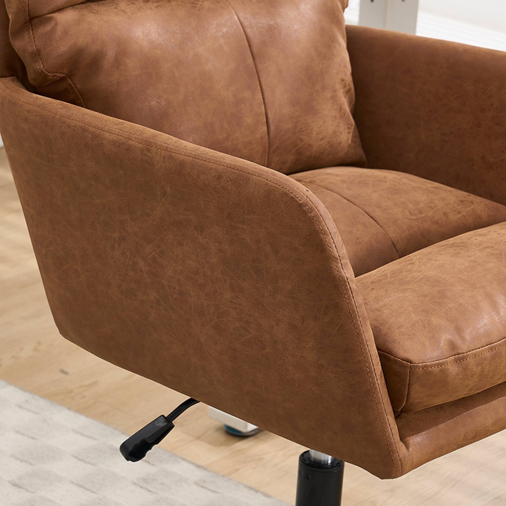 Alt View 1. GOODSILO - Ergonomic Executive Office Chair with Adjustable Height and PU Leather Upholstery - Brown.