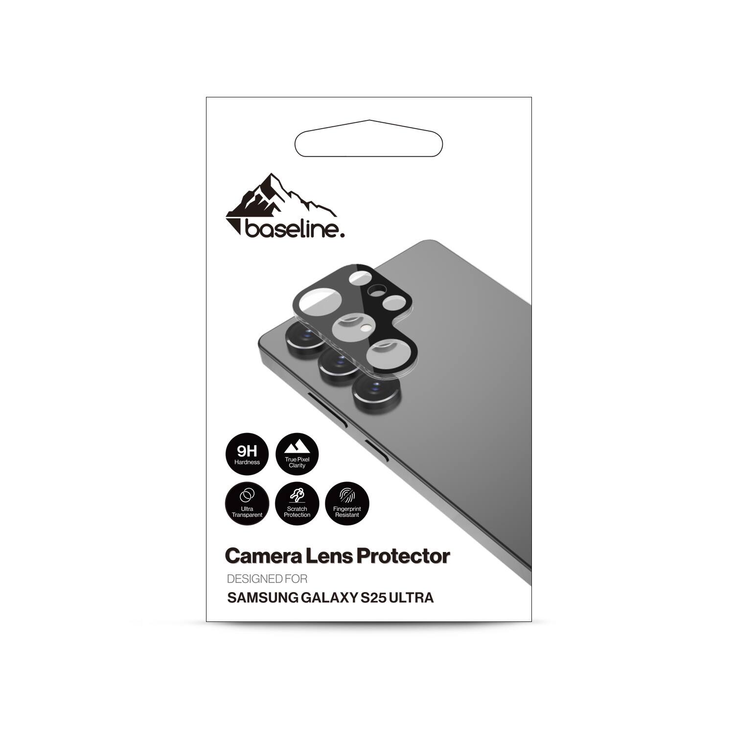 baseline.

9H Hardness  
True Pixel Clarity  
Ultra Transparent  
Scratch Protection  
Fingerprint Resistant  

Camera Lens Protector  
DESIGNED FOR  
SAMSUNG GALAXY S25 ULTRA