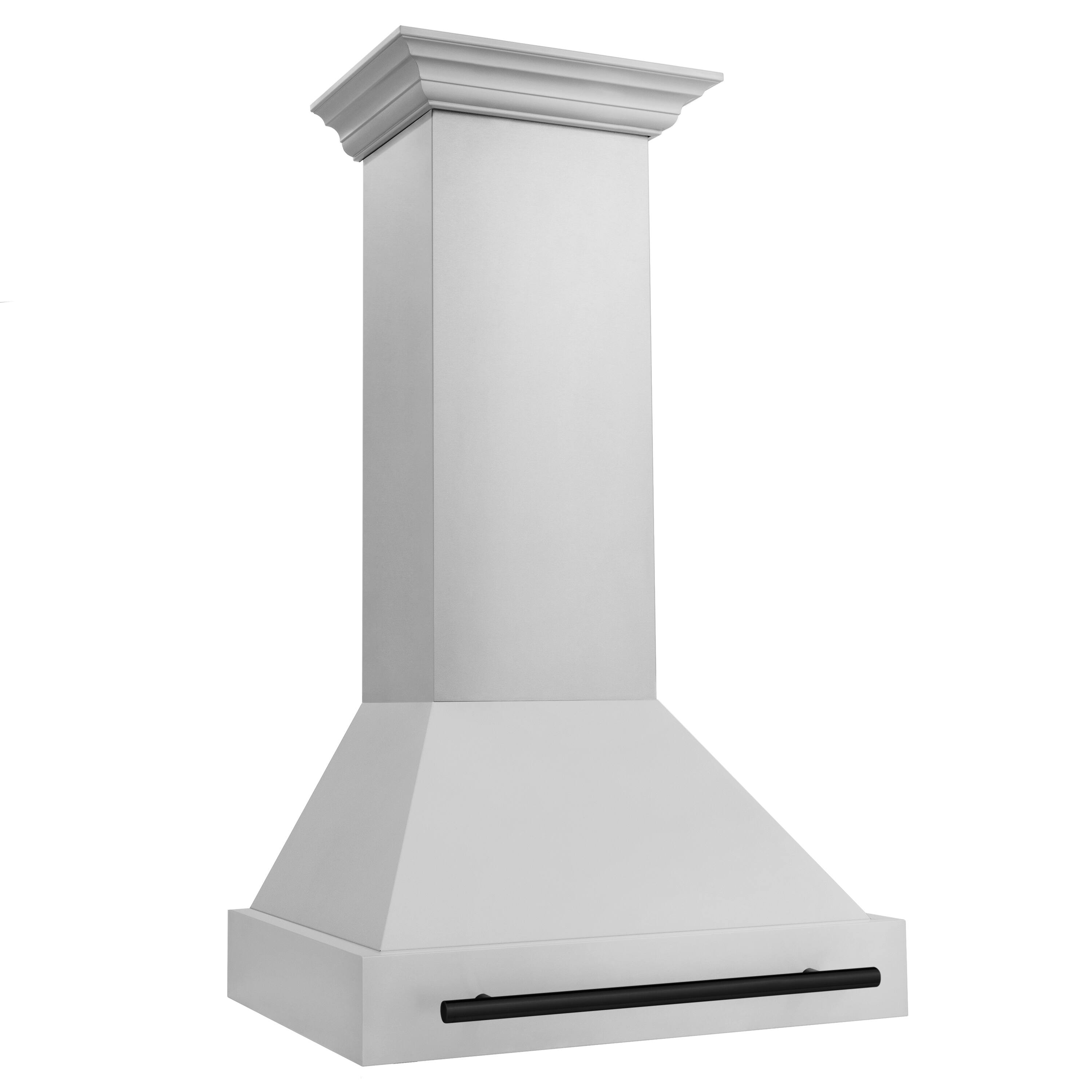 Angle. ZLINE - ZLINE Autograph Edition 30 in. Stainless Steel Range Hood with Stainless Steel Shell and Matte Black Handle - Stainless Steel.