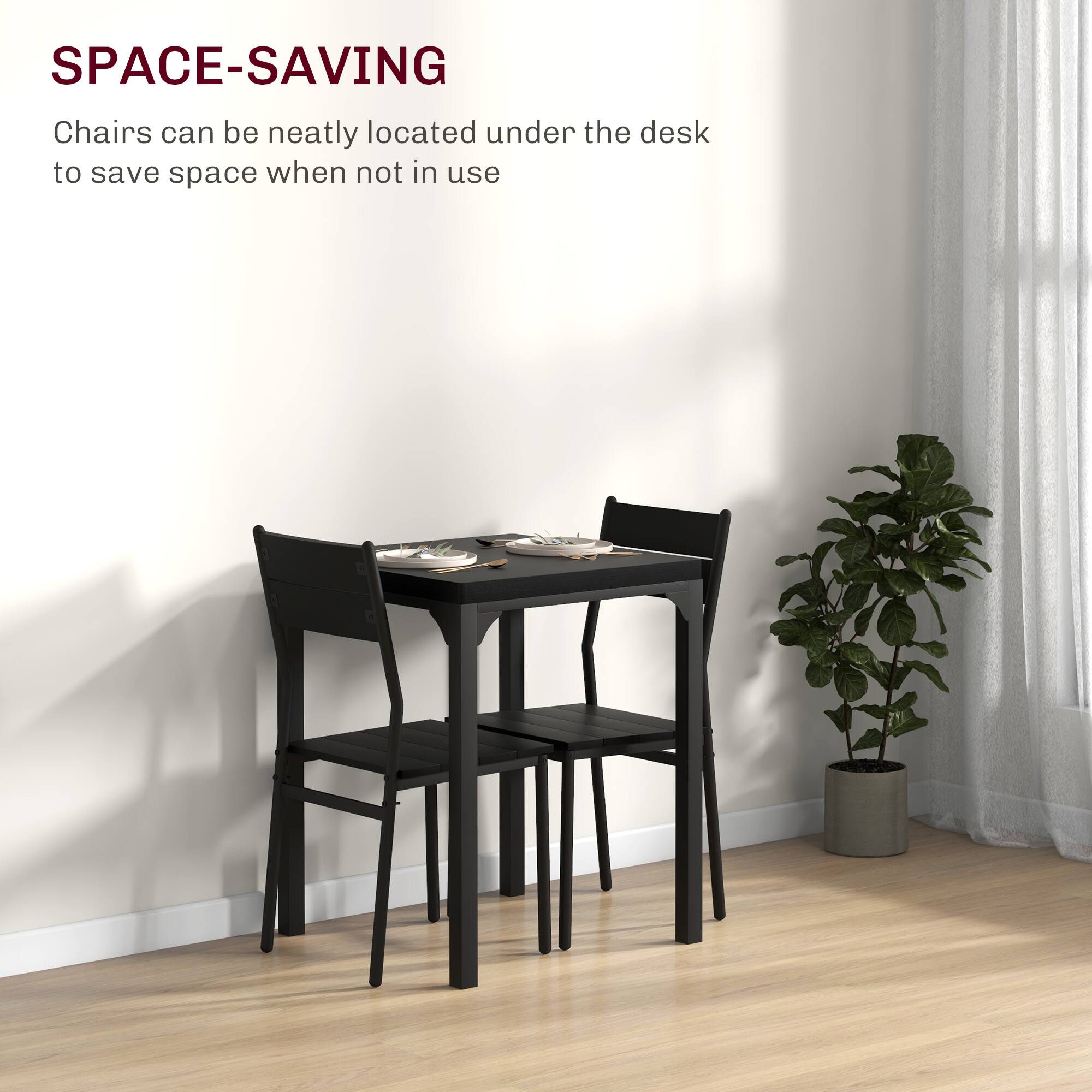 SPACE-SAVING
Chairs can be neatly located under the desk to save space when not in use