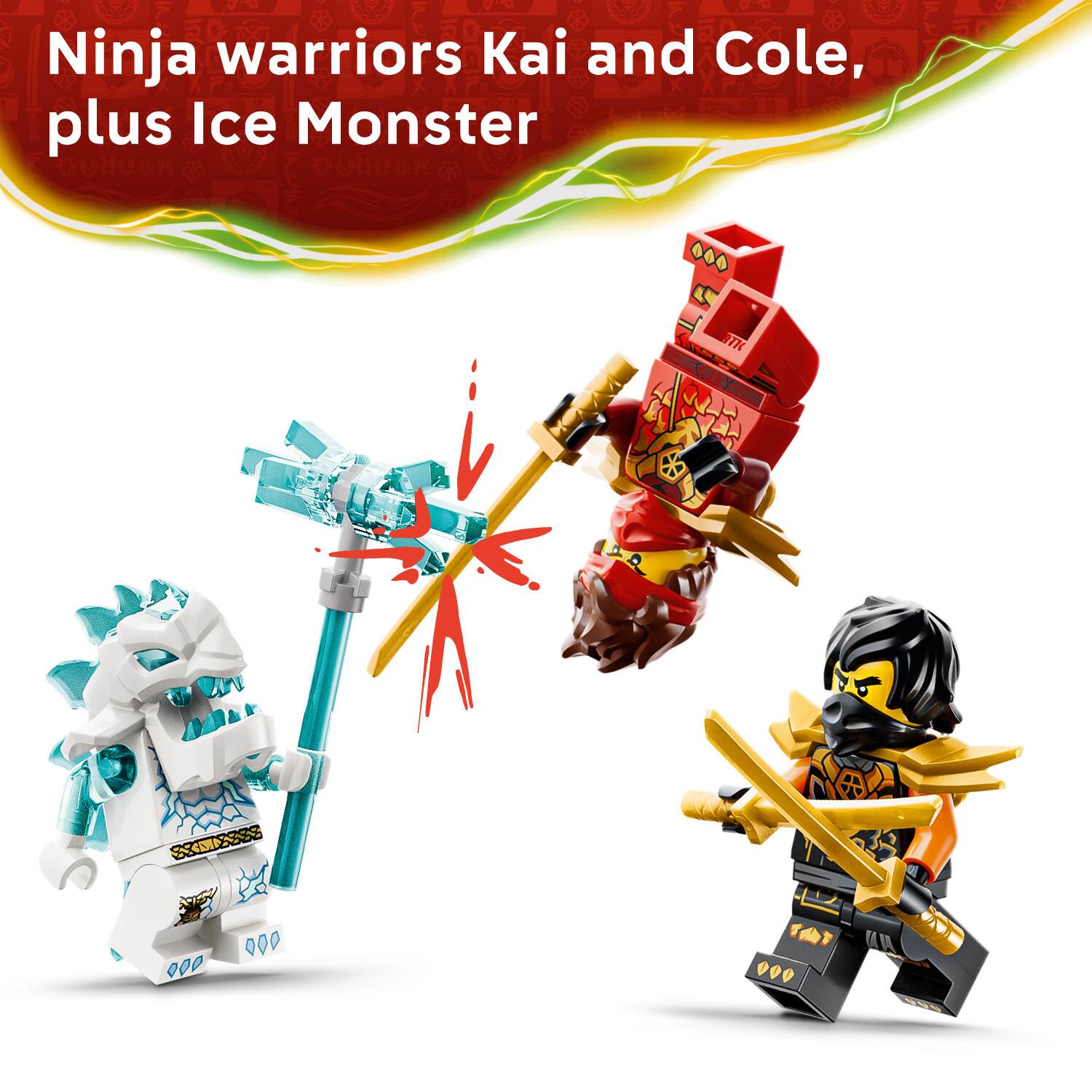 Ninja warriors Kai and Cole, plus Ice Monster