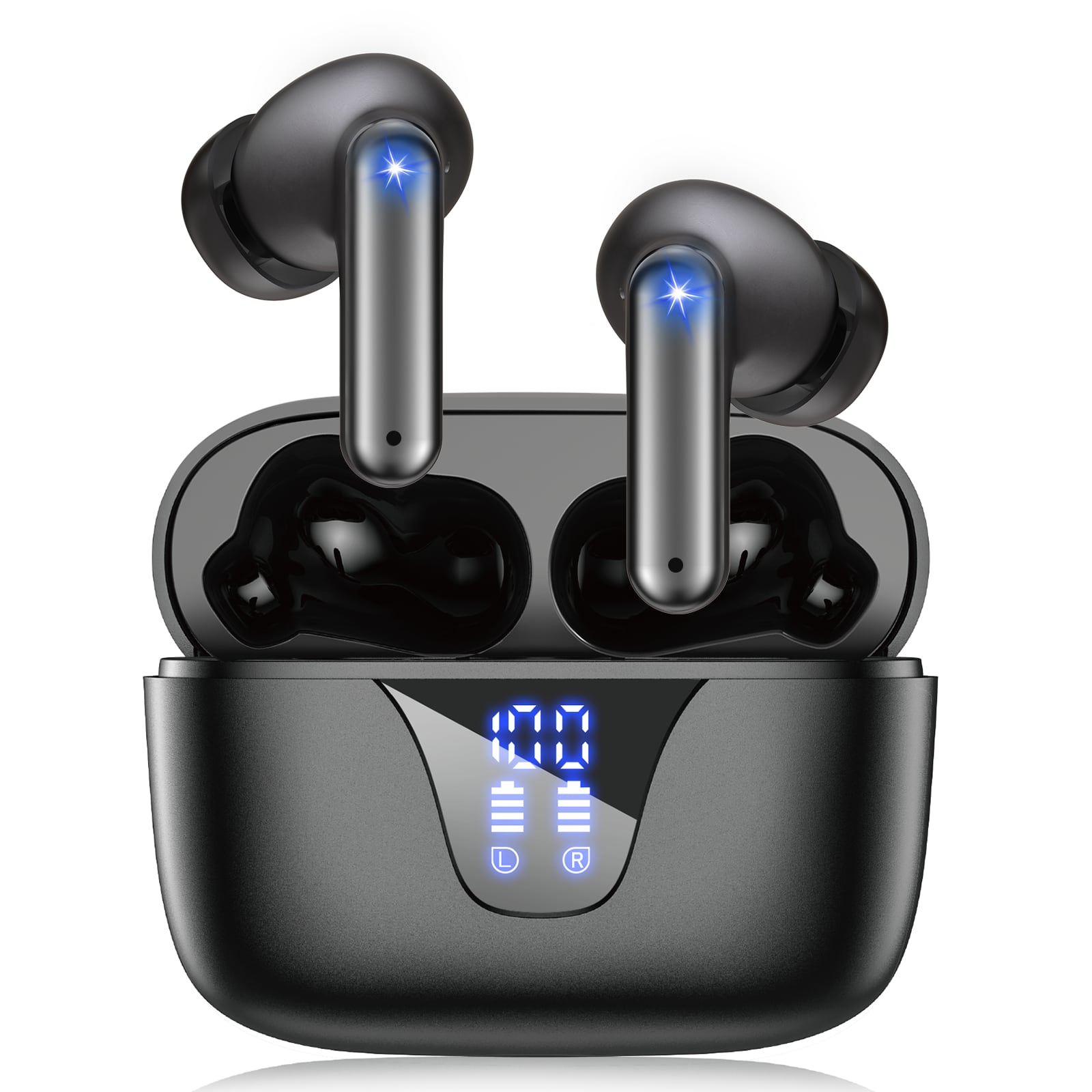 LHUOED - Wireless Earbuds with Big Bass Stereo Sound,Suitable for tablets and smartphones - Black