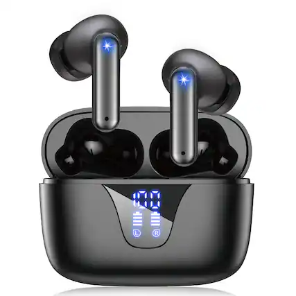 Front. LHUOED - Wireless Earbuds with Big Bass Stereo Sound,Suitable for tablets and smartphones - BLACK.