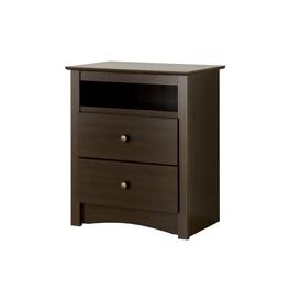 Prepac - Fremont Tall 2 Drawer Nightstand with Open Shelf - Espresso